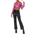 thumbnail image 2 of Unique Bargains Women's Faux Leather PU Long Sleeve Zipper Cropped Biker Jacket S Hot Pink, 2 of 6