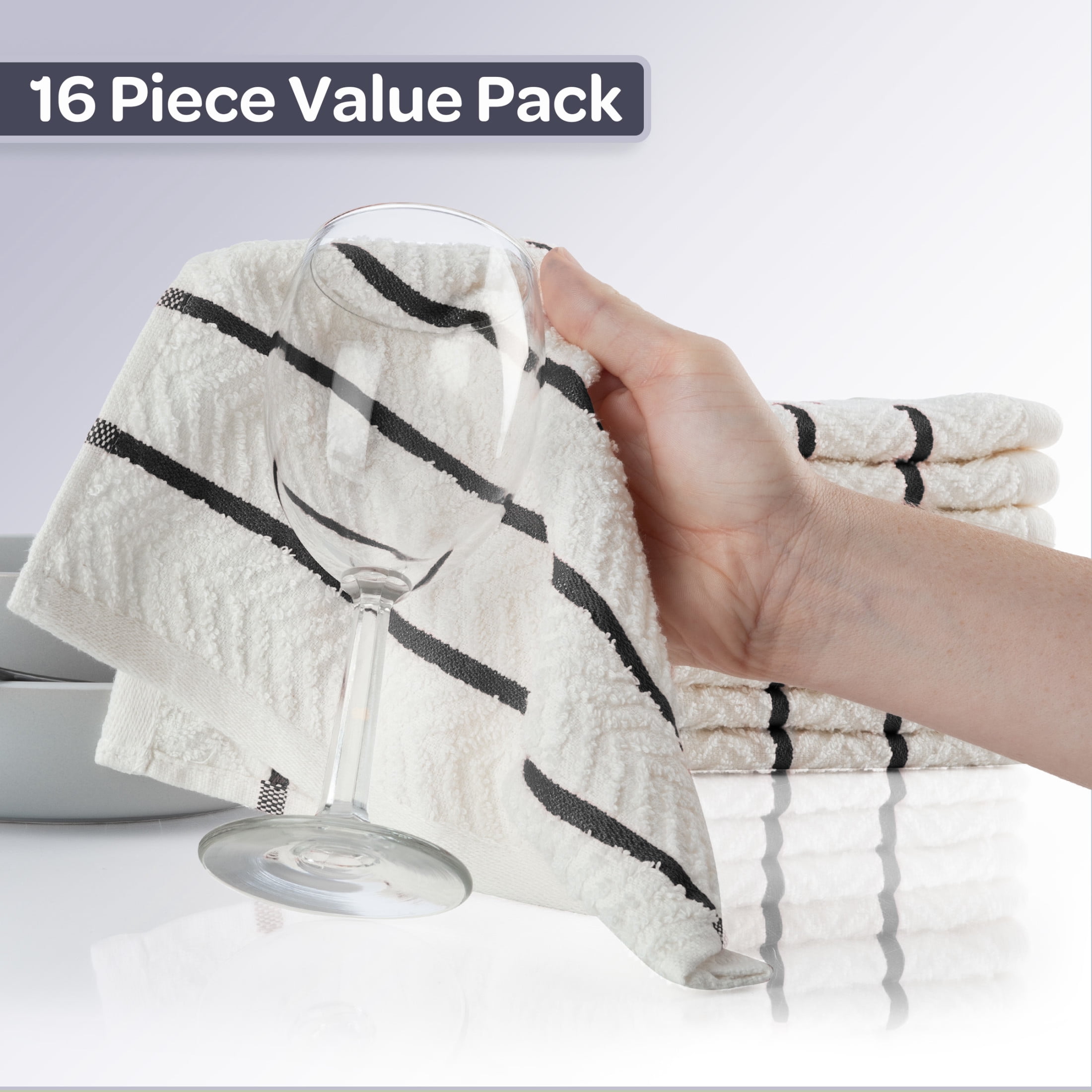 Lavish Home Dish Cloths 16-Pack - 12x12 Dish Cloths for Washing Dishes