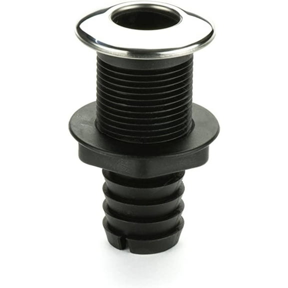 Whitecap Industries S-3803C Stainless Steel/Nylon Thru-Hull with Barb - 1-1/8" Hose Size, Straight