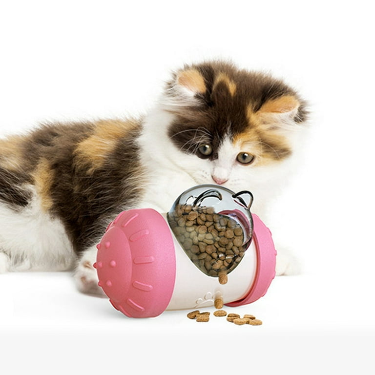 2-in-1 Cat Treat Puzzle Toys Slow Feeder with Feather&Balls Auto