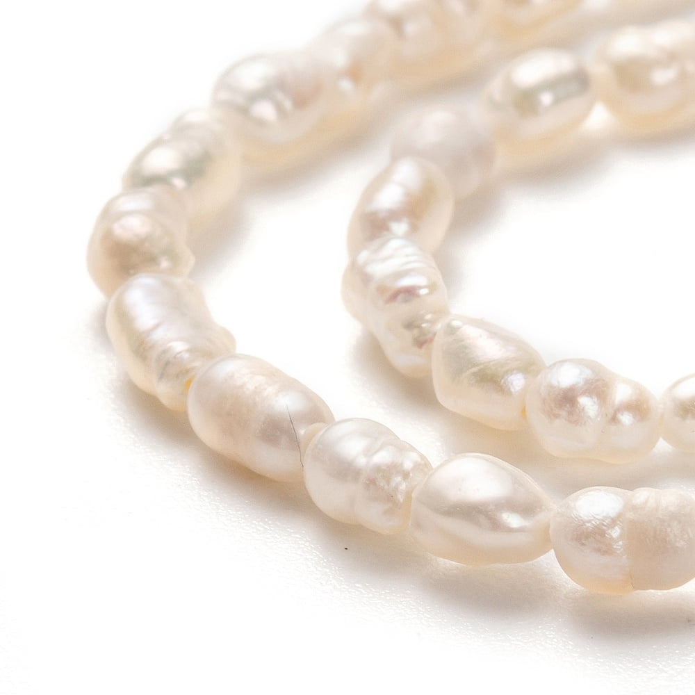 5pcs Natural Cultured Freshwater Pearl Beads Strands Rice White 5~7x3~4mm Hole: 0.6mm about 65pcs/strand 13.39 inch(34cm)