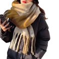 thumbnail image 2 of Women Woven Knitted Scarf With Colourful Check Pattern And Long Thick Fringes Warm Winter, 2 of 4