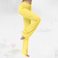 thumbnail image 5 of FUNUONY Big Sale!! Women Fold Over High Waist Cotton Stretch Flare Leg Boot Cut Yoga Pants Leggings Spring and Summer Yoga Pants with Pockets Outdoor Dance Flared Loose Straight Leg Pants Yellow S, 5 of 6