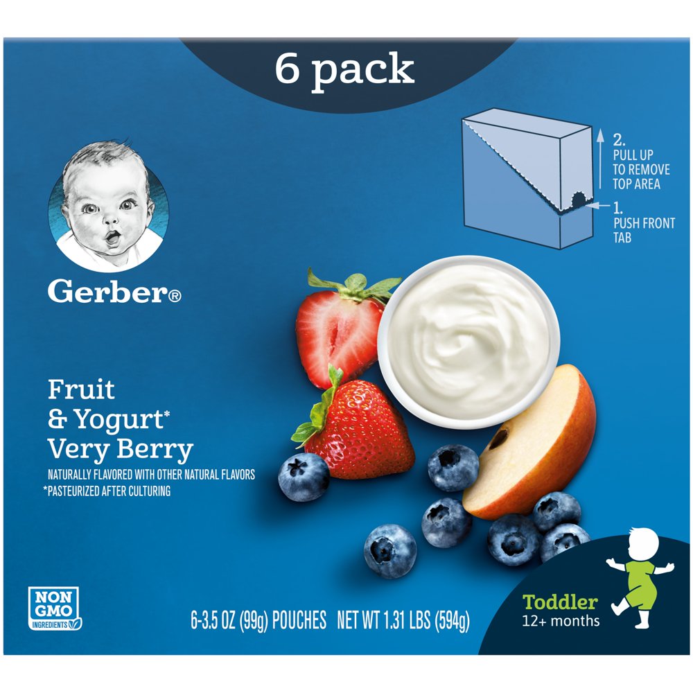 (Pack of 6) Gerber Very Berry Fruit & Yogurt Toddler Food, 3.5 oz