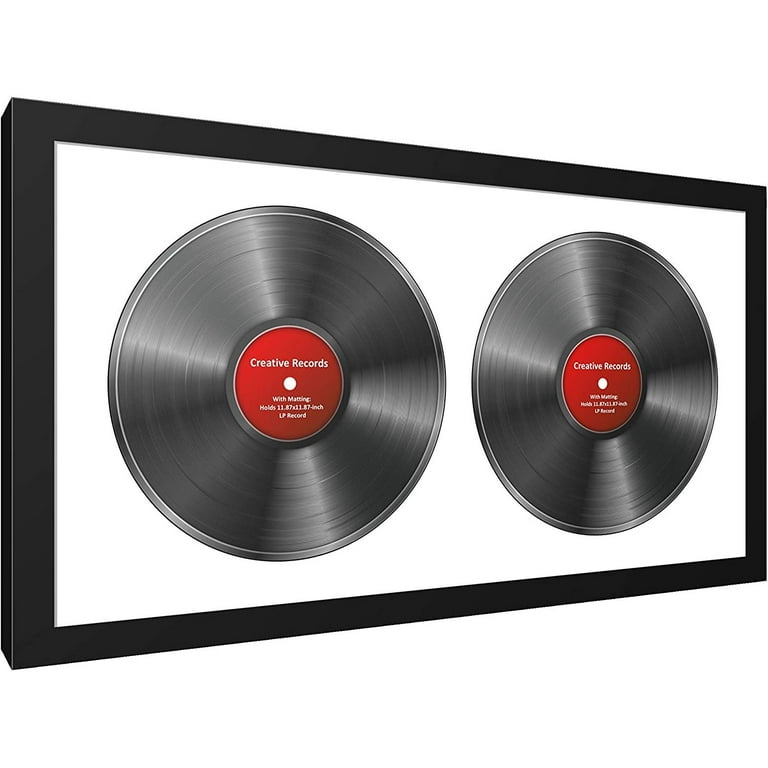 Bilot 16x30-inch Double Vinyl LP Frame with White Matting Displays 2 Individual 33 Records