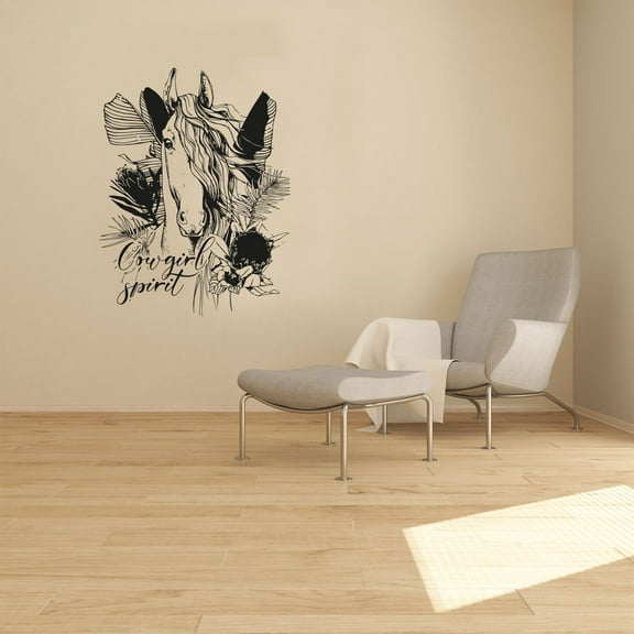 Cowgirl Spirit Horse Horses Motivation Quote Animal Animals Life Wall Sticker Art Decal for Girls Boys Room Bedroom Nursery House Fun Home Decors Stickers Wall Arts Vinyl Decoration Size (10x8 inch)