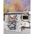 thumbnail image 5 of 4th of July RV Awning Sun Shade Screen 9'X7' Red Blue Stars Butterfly Mesh Sunscreen Eucalyptus Leaves Wood Grain Awning Shade Screen with Zipper UV Blocker Completed Kits for RV Motorhome Camper, 5 of 7