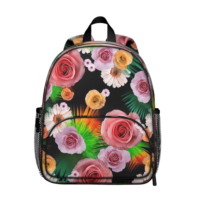 Romantic Rose and Peony Students Backpack - Artistic Floral Print with Comfortable Dual Shoulder Support, Lightweight and Water-Resistant