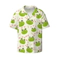 thumbnail image 2 of Lafuoo Green Frog Pattern Men's Cuban Collar Short Sleeve Shirt, Button-Down Resort Beach Pocket Shirt-XX-Large, 2 of 7