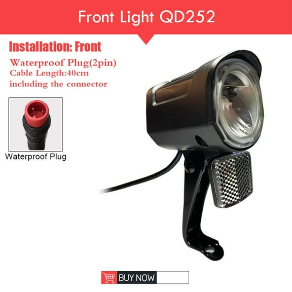 Splihome 12-72V Ebike Headlight Led Electric Bicycle Front Light Sm/Waterproof Connector Waterproof