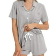 thumbnail image 4 of Womens Button Down Pajamas Set Short Sleeve Sleepwear Bride Soft Pj Lounge Sets, 4 of 5