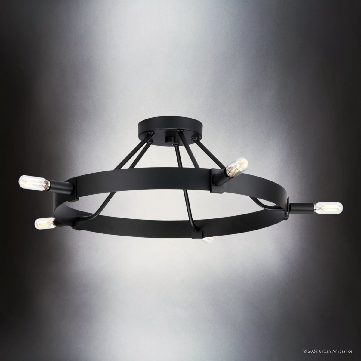 Luxury Modern Farmhouse Ceiling Light, Matte Black, UHP4482