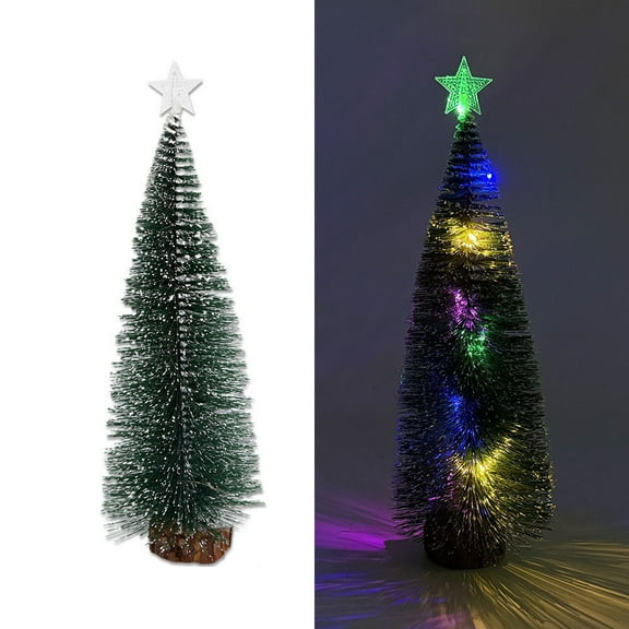 weibbin Christmas Tree with Lights Tabletop Christmas Bottle Brush Tree with LED Lights Small Tiny Pine Christmas Tree Xmas Desktop Tree Centerpieces(Colorful Light)