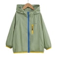 thumbnail image 4 of Big Boys Summer Thin Zip Hooded UPF Sun Protection Jacket Breathable Outdoor Coat Green 8-9 Years, 4 of 5
