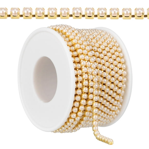 1 rollo de cadena de perlas, adorno de perlas de imitación, cadena de perlas falsas, cadena de perlas, adorno de cuentas para manualidades, fabricación de joyas