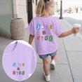 thumbnail image 2 of Sgkm Girls Graphic Tops Short Sleeved Print Cute Comfortable Top Plus Size Summer Clothes Light Purple 11-12 Years, 2 of 6