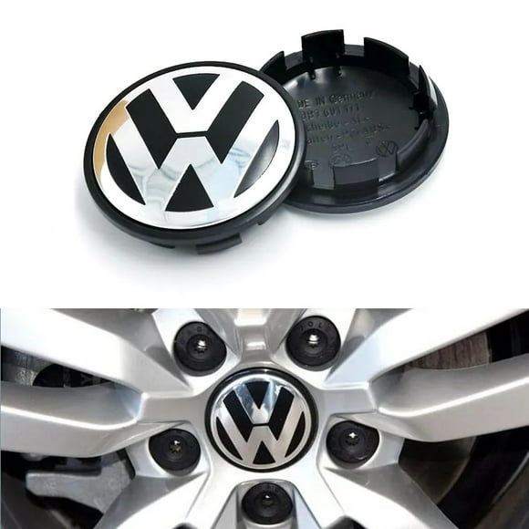 4-Pack - Volkswagen VW Center Caps / Wheel Hub Emblems - Car Silver