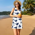 thumbnail image 3 of Wukai Party Shark Cute Print Women's Sleeveless Dress, Loose Fit Casual Dress for Women, Comfortable Sleeveless Summer Dress, 3 of 7