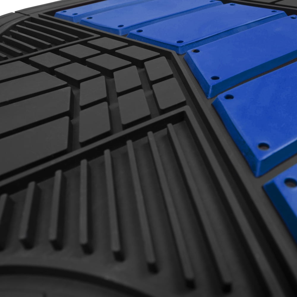 Motor Trend Heavy Duty Blue 2-Tone Mats 4pc Rubber Floor Mats