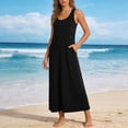 thumbnail image 2 of FRSASU Women's Summer Dresses Casual Loose Maxi Dress, U Neck A-line Sleeveless T-shirt Dresses Tank Sundresses with Pockets Black, 2 of 6