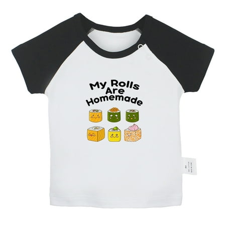 

Babies My Rolls Are Homemade Funny T shirt For Baby Newborn Babies T-shirts Infant Tops 0-24M Kids Graphic Tees Clothing (Short Black Raglan T-shirt 18-24 Months)