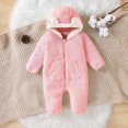 thumbnail image 2 of PureCasa Bear Outfit Suit for Girls Boys 3-18 Months Solid Color Warm Fleece Long Sleeve Winter Clothes Hooded Romper Snowsuit, 2 of 10