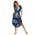 thumbnail image 4 of Chemises de Nuit et Pyjamas pour Femmes, Robe à Col en V, Tenue d'Intérieur, Manches Courtes, Vêtement de Nuit, Grande Taille, P-TTG, 4 of 11
