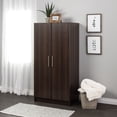 thumbnail image 3 of Prepac Elite 32" Storage Cabinet Armoire, Brown Storage Cabinet, Linen Cabinet, Wardrobe Cabinet with Hanging Rail and Shelves 21" D x 32" W x 65" H, EESW-3264-K, 3 of 16