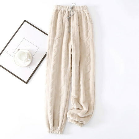 

TIANEK Fashion Flannel Trousers Thickened Plus Velvet Homepajama Scrubs for Women Set Jogger Pants Reduced Price