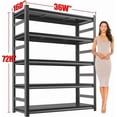 thumbnail image 2 of 36"W Garage Shelving Rack Black, 5-Tier Adjustable Heavy Duty Metal Shelves 3020LBS Capacity with Fenced, 72"H Steel Storage Shelf for Basement Pantry Supermarket Outdoor, 2 of 2