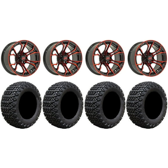 GTW Spyder 14" Golf Cart Wheels Red 23" X-Trail Tires E-Z-GO & Club Car