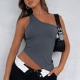 thumbnail image 2 of UPPADA Womens One Shoulder Tops Summer Sleeveless Ribbed Tank Top Casual Cute Slim Basic Cami Tees for Beach Vacation,Tank Top for Women Casual Cropped Tanks Dark Gray,S, 2 of 6