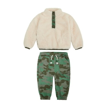 Wonderluxe Baby Boys' Teddy Fleece Pullover and Jogger Pants Set, 2-Piece, Sizes 0/3M-24M