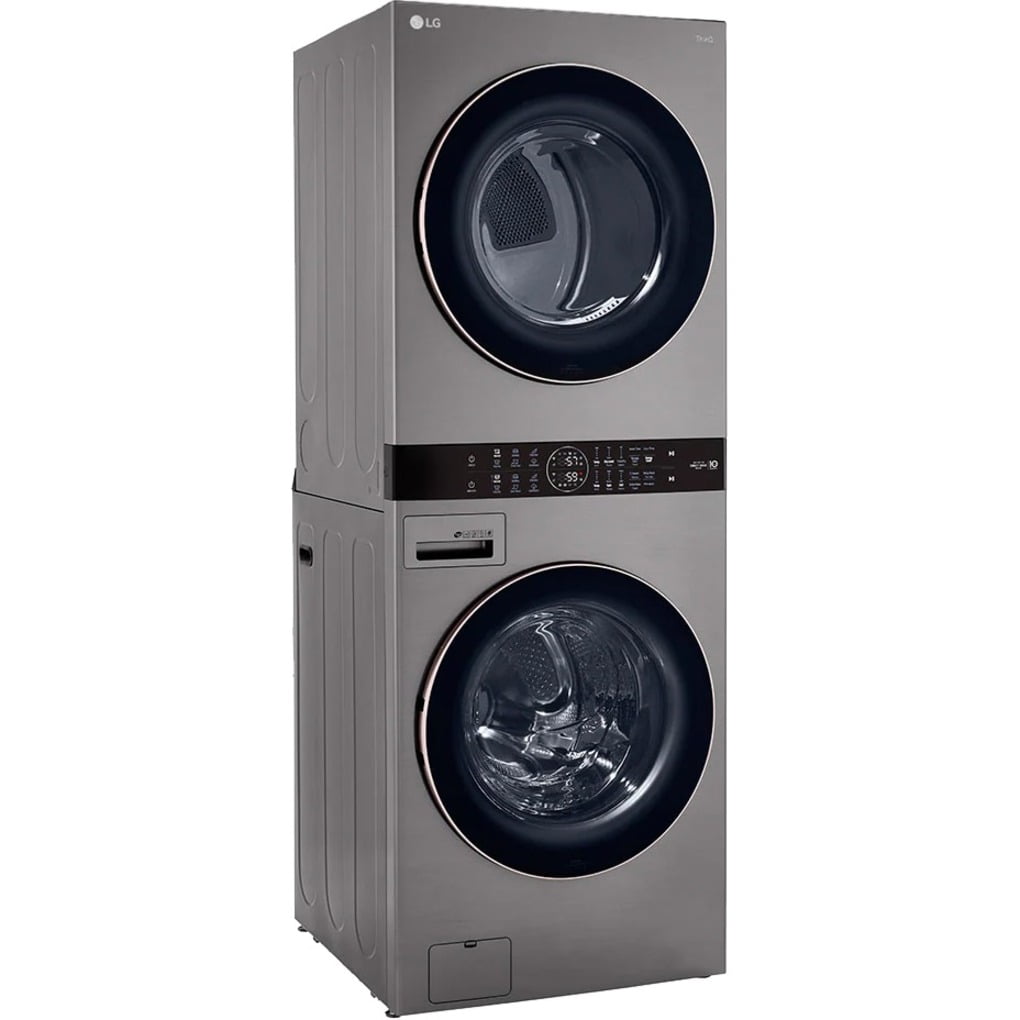 LG - 4.5 Cu. Ft. HE Smart Front Load Washer and 7.4 Cu. Ft. Electric Dryer WashTower with Steam and Built-In Intelligence - Graphite Steel