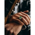 thumbnail image 6 of Bestyle Created Emerald Signet Rings for Men Stainless Steel Thumb Pinky Rings Father's Day Birthday Gifts for Dad Son Husband Size 7-14, 6 of 9