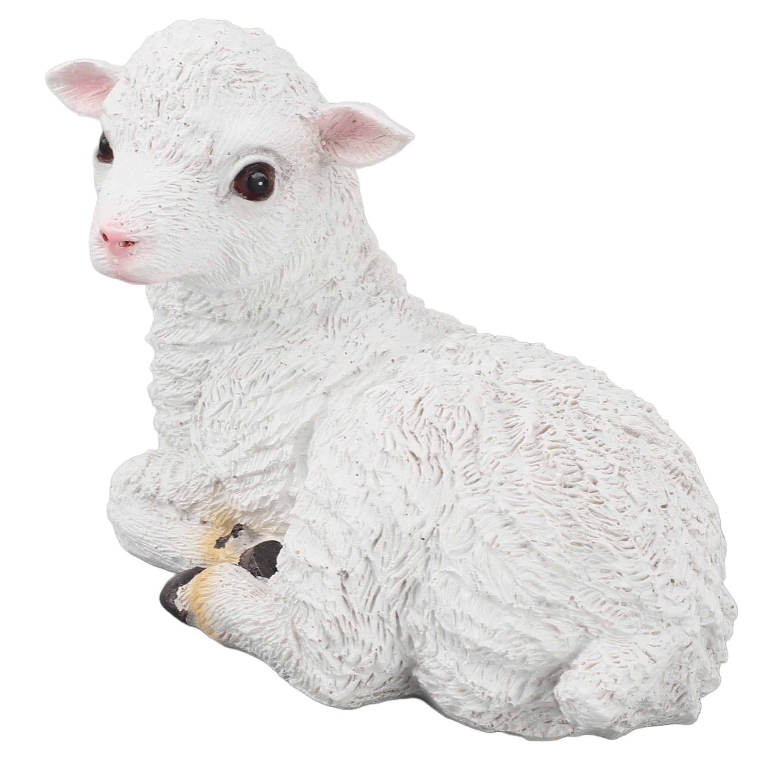 Sheep Statue Hand Made Lifelike Lamb Shape Figurine Resin Garden Sculpture for Indoor Outdoor Decoration Lying