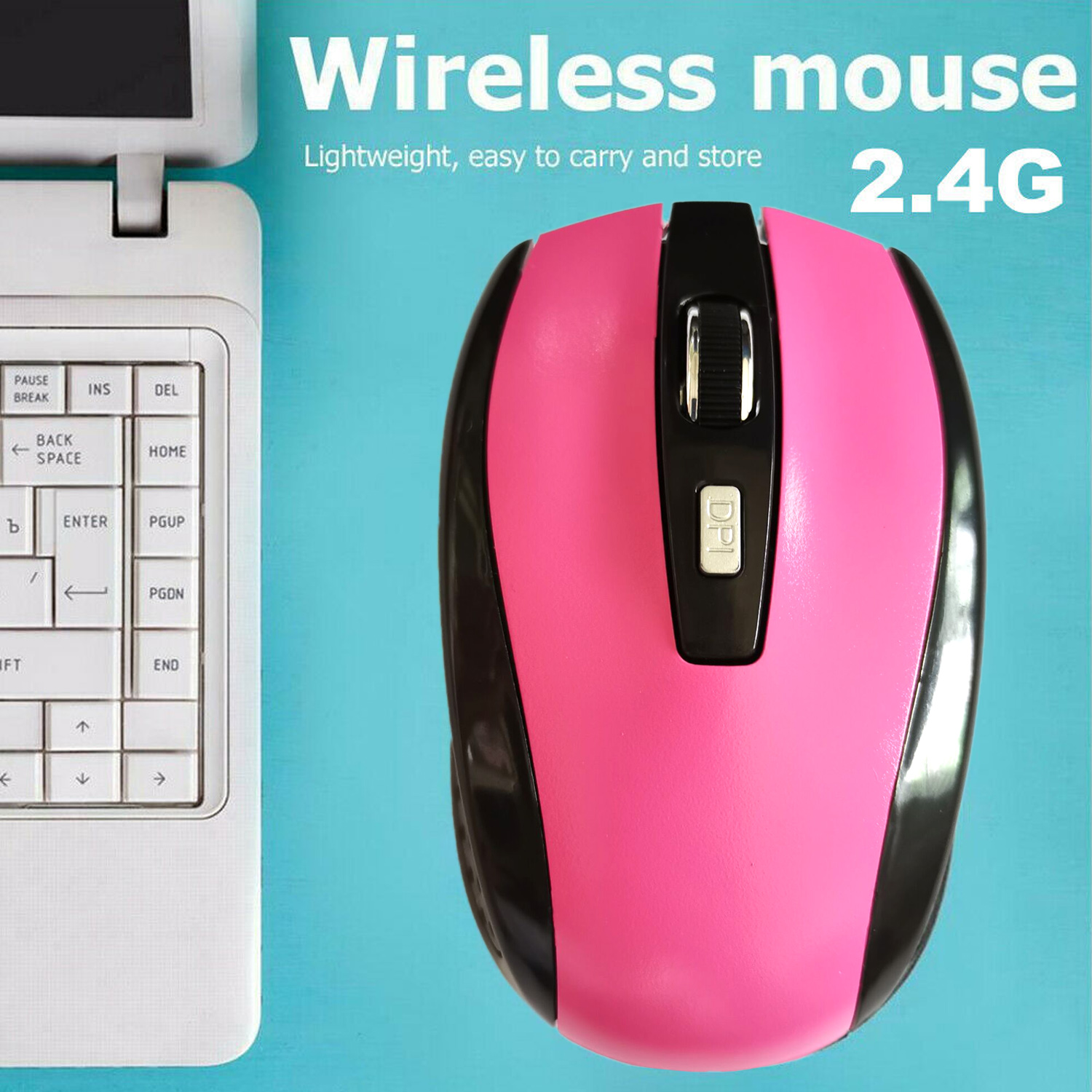 2Pcs Wireless Optical Pink Mouse Mice & USB Receiver For PC Laptop Computer DPI Black - image 4 of 7