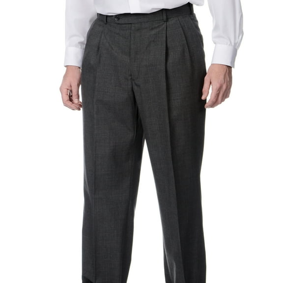 Palm Beach Men's Performance Expander Double Reverse Pleated Dress Pants