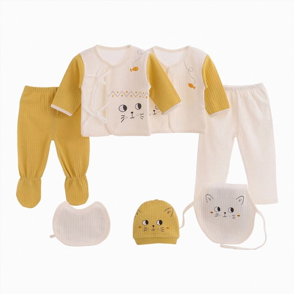 NLOMOCT Newborn Baby Girl Clothes Newborn Baby Clothes Boy, Baby Outfits Gift for Baby Boys Girls Toddler Unisex,Light Yellow,0-3 Months