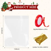 Bottom Gusset Bags Mug Gift Wrap Clear Cellophane Plastic Treat Goodie Bags with Ribbon Twist Ties Party Favor Packaging 8x 11 100Pcs
