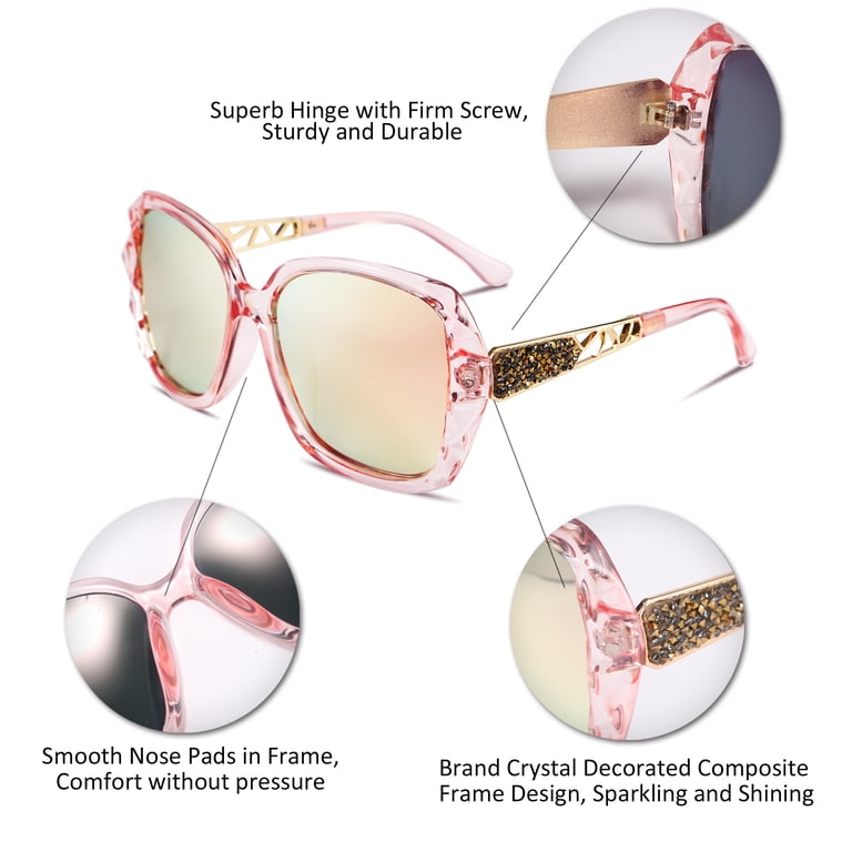 FEISEDY Polarized Women Square Sunglasses Sparkling  display picture 1