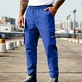 thumbnail image 2 of FRSASU Cargo Pants for Men Casual Cotton Lightweight Relaxed Fit Stretch Elastic Waist Work Pants Blue, 2 of 8
