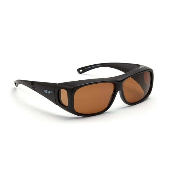 ESP Eyewear Over The Glasses Polarized Collection (Fitover) - Matte Black Frame (Brown Melanin Polarized Lenses)