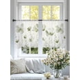 thumbnail image 5 of Sage Green Flowers Semi Sheer Curtains 54 Inch Length 2 Panels Set, Watercolor Retro White Floral Leaves Sheer Kitchen Curtain Privacy Voile Window Curtain for Living Room Bedroom Rod Pocket Drapes, 5 of 7