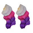 thumbnail image 2 of Handmade Silk Belly Dance Fan Dancing Long Hand Fan Rosy++, 2 of 8