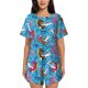 thumbnail image 1 of Fotbe Sharks Summer Conjunto de Pijama Estampado para Mujer, 2 Piezas, Ropa de Dormir con Camiseta de Manga Corta y Shorts Suaves-XX-Large, 1 of 6