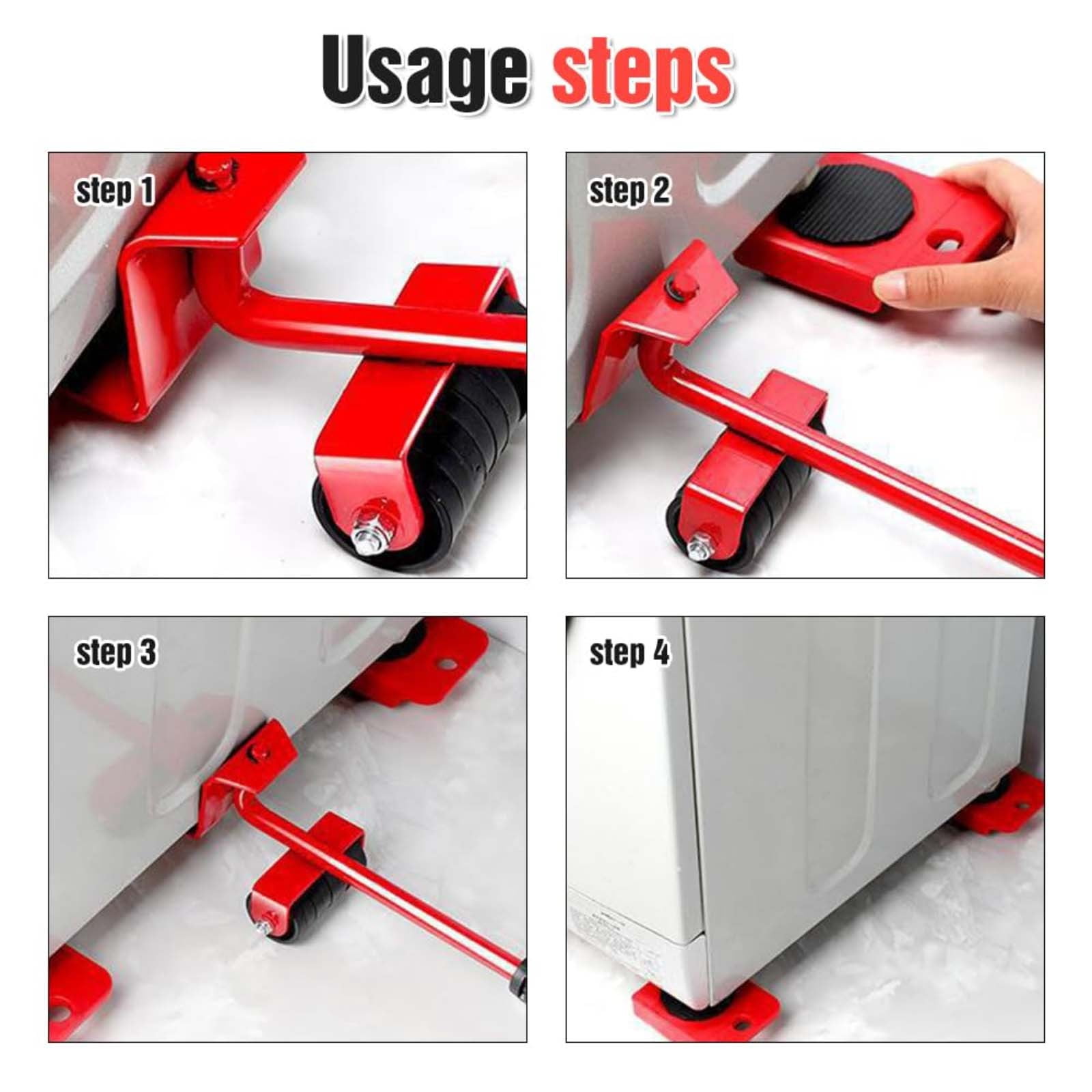 ZOURIH 220 Lbs Furniture Movers with Wheels - Heavy Furniture Mover tool Set with 14.2" Lever & 4.1"x3.1" Sliders with Appliance Lifter Floor Kit for Sofas,Fridges & Kitchen Appliances,Red