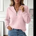 thumbnail image 5 of Tqcoqu Sweatshirt For Women Texture Zip V Neck Solid Color Winter Fall Sweatshirts Casual Comfy Outfits Pullover, 5 of 9