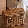thumbnail image 4 of Woven Picnic Basket, Handmade Fruit Bread Snack Tote,Portable Carry Bag, 4 of 5
