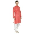 thumbnail image 3 of Indian Handmade Light Cotton Linen Summer Wear Long Kurta Pyjama Dress Set, 3 of 4